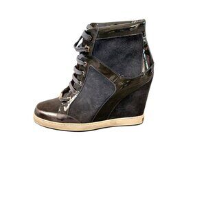 Jimmy Choo Panama Wedge Suede Sneakers Dark Gray 40 EU